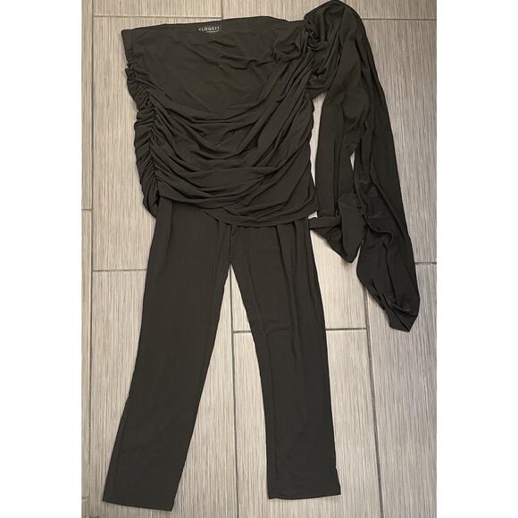 Eloquii Black Strapless Jumpsuit With Attached Sash/Drape Size 16 NWT Runched - Picture 1 of 7